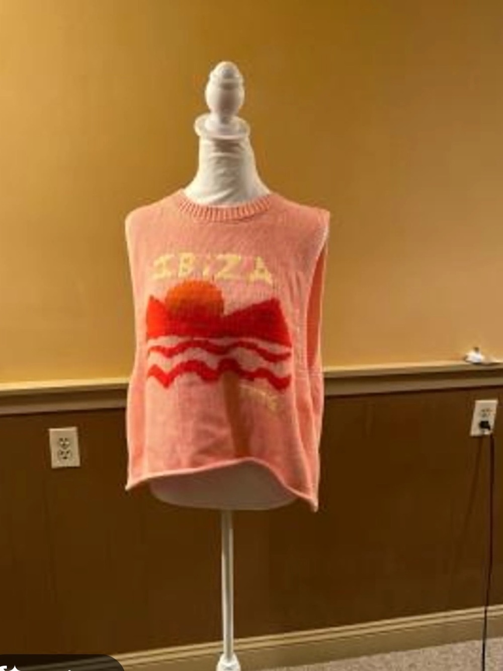 NWOT BDG Ibiza 1976 Peach Knit Vest | Retro Boho Coastal Cowgirl Cropped L - Picture 4 of 9